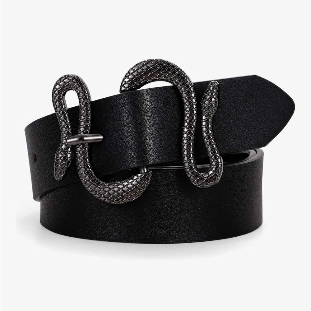 Snake Buckle Leather Belt